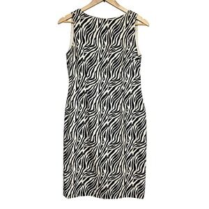 Spenser Jeremy 100% Silk Zebra‎ Dress Womens 4 Black White Animal Print Classic